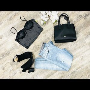 Black crop top with Silicone Latex